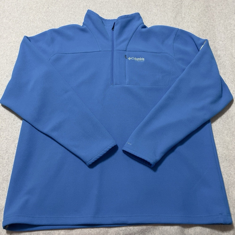 Columbia Sweater Men's XXL Blue Titanium Omni Wick Tech Fleece Performance Hike